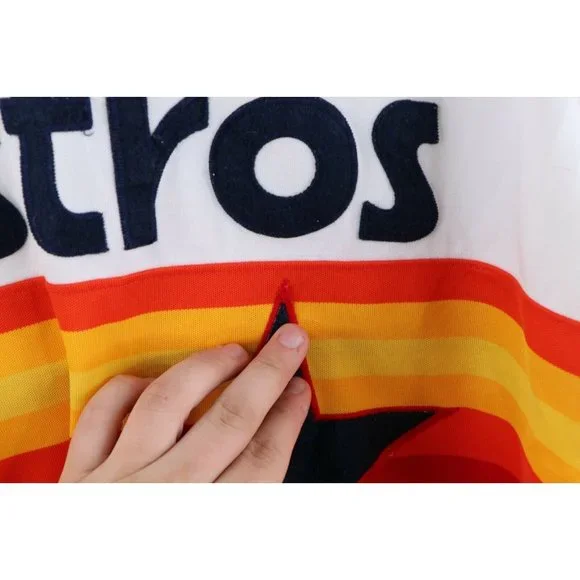 Vintage Majestic Mens Large Striped Houston Astros Spell Out Baseball Jersey USA